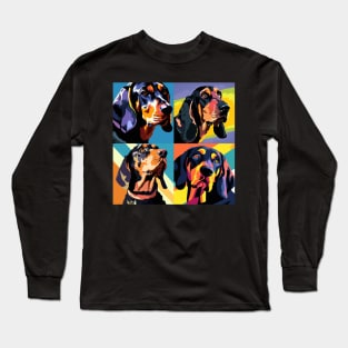 Black and Tan Coonhound Pop Art - Dog Lover Gifts Long Sleeve T-Shirt